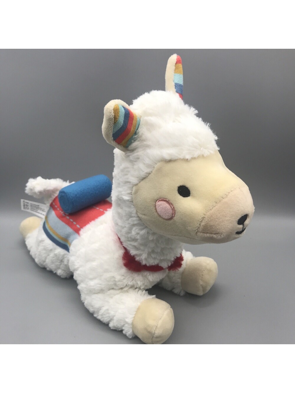 FAO Schwarz Llama Alpaca Plush Stuffed Animal Colorful Rainbow Blanket Sewn Eyes